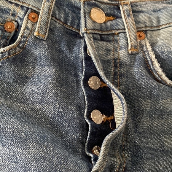 RE/DONE original Ultra High Rise Stove Pipe Vintage Indigo Destroy Jean Size 24 - Picture 9 of 10